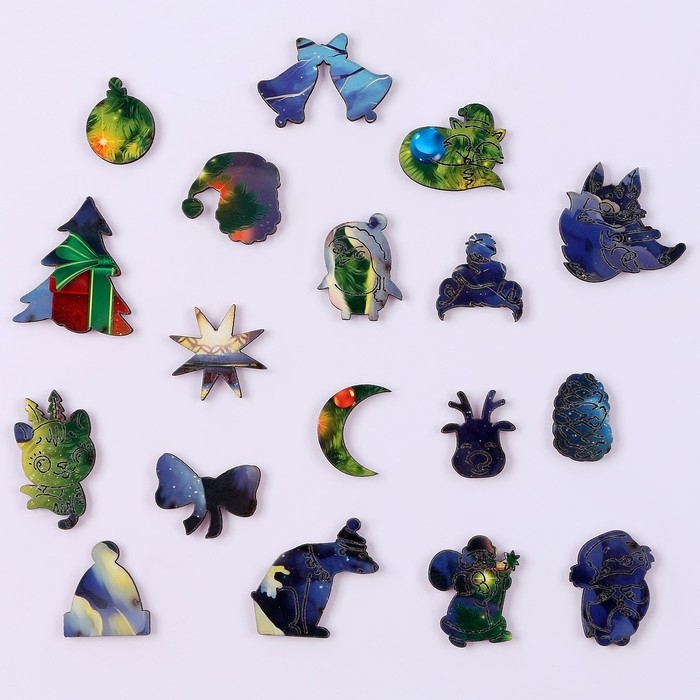 Пазл деревянный фигурный на новый год &laquo;Ночная новогодняя сказка&raquo;, 145 элементов