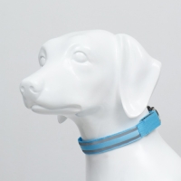 Ошейник с подсветкой Двойная полоса размер XL, ОШ 52-60 х 2,5 см, 3 режима свечения голубой