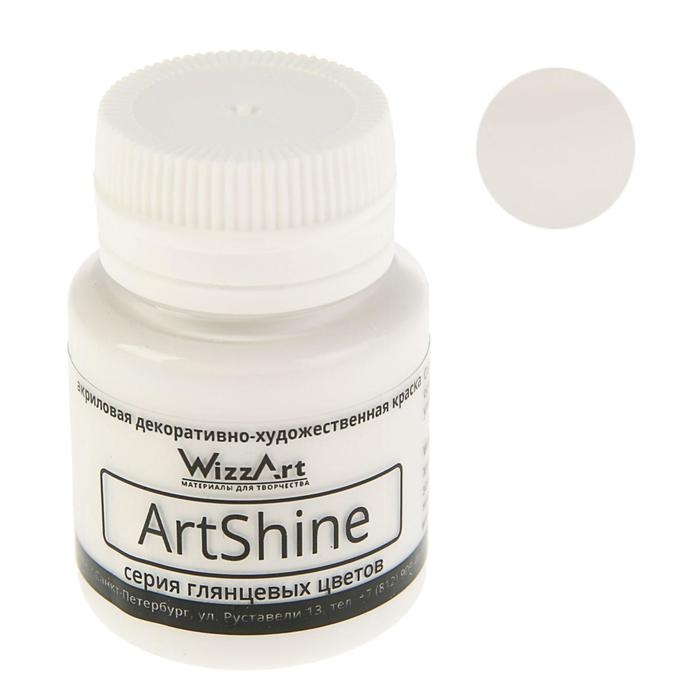 Краска акриловая глянцевая 20 мл, WizzArt Shine, белая, морозостойкая Краска акриловая глянцевая 20 мл, WizzArt Shine, белая, морозостойкая