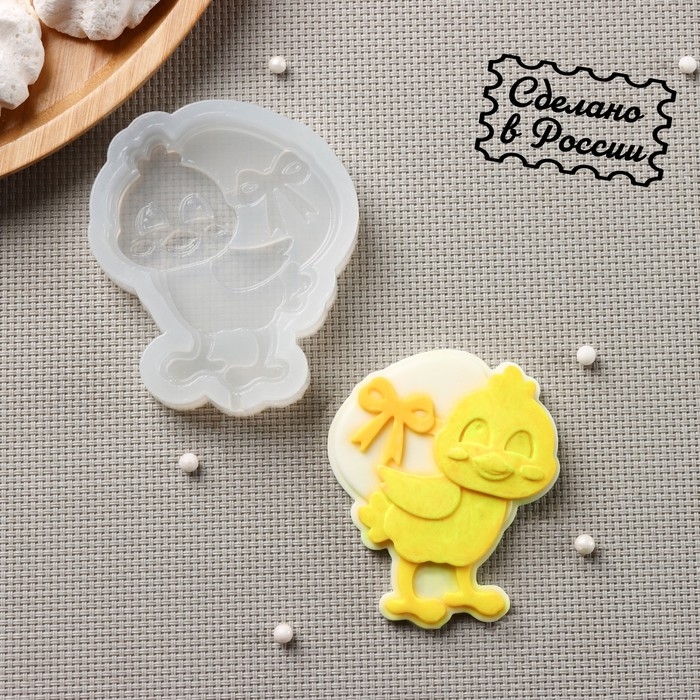 Силиконовая форма &laquo;Цыпленок с яйцом&raquo;, 7,5&times;6,5 см, цвет прозрачный