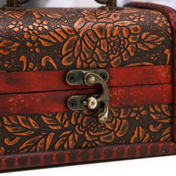 Шкатулка дерево сундучок с ручкой Шкатулка дерево сундучок с ручкой "Пышная роза" 9,4х13,8х9,7 см