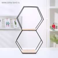 Полка 2-х ярусная Доляна &laquo;Лофт&raquo;, 41&times;23,5&times;9,5 см, цвет чёрный