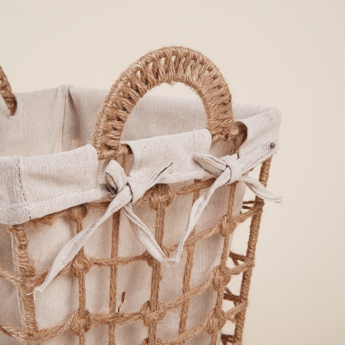 Корзина для хранения SL Home, ручное плетение, с ручками, квадратная, джут, 27&times;27&times;31 см