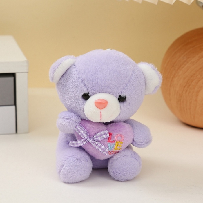 Мягкая игрушка &laquo;Медведь с сердцем&raquo;, на брелоке, 12 см, цвет МИКС