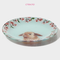 Набор тарелок стеклянных Доляна «Кролик», 19 предметов: 6 десертных тарелок, 6 обеденных тарелок, 6 мисок, салатник Набор тарелок стеклянных Доляна «Кролик», 19 предметов: 6 десертных тарелок, 6 обеденных тарелок, 6 мисок, салатник