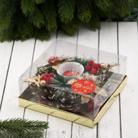 Подсвечник со свечой "Гранд" с зимними цветами, 16 см Подсвечник со свечой "Гранд" с зимними цветами, 16 см