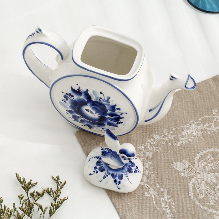 Чайник Чайник "Сова", 22 х 8 х 20 см, гжель, кобальт