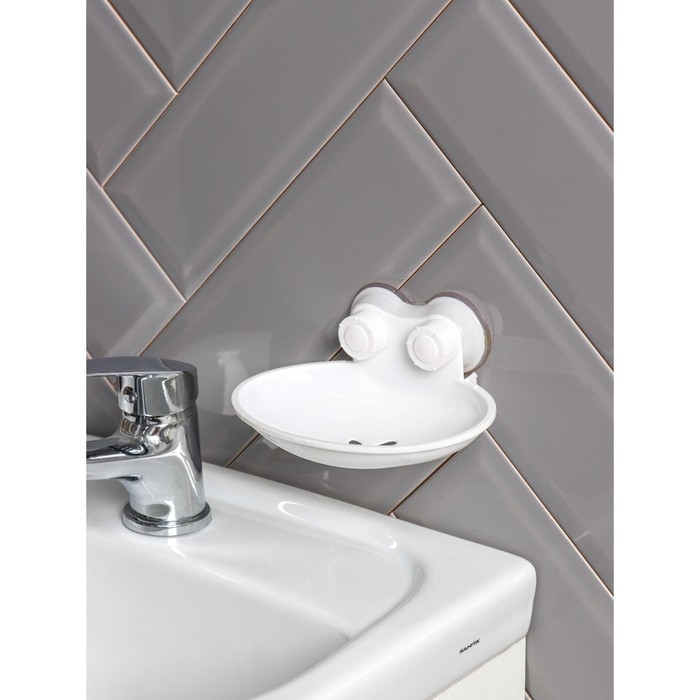 Мыльница на присосках, пластик, 15&times;11&times;6,5 см, цвет белый