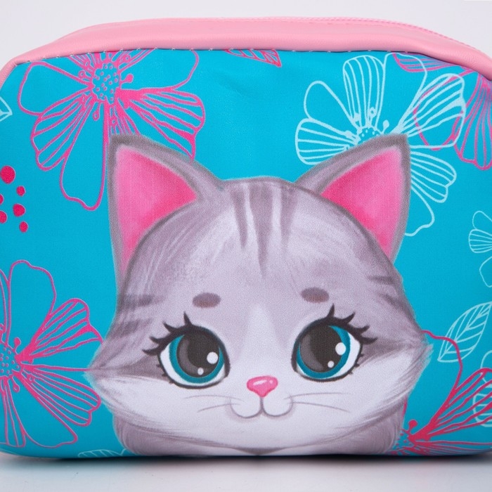 Сумка детская для девочки &laquo;Серый котик&raquo; из эко-кожи, на ремешке, 15х12х3 см