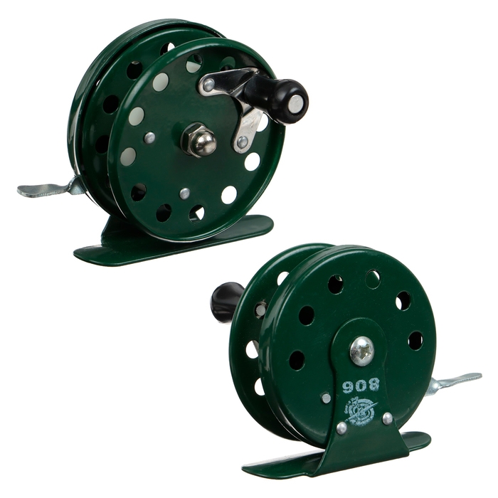 Катушка инерционная, металл, диаметр 5.5 см, цвет темно-зелёный, 806 Катушка инерционная, металл, диаметр 5.5 см, цвет темно-зелёный, 806