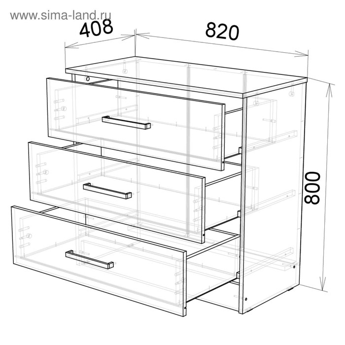Комод Адель, 820х405х800, Венге/Сосна Лоредо