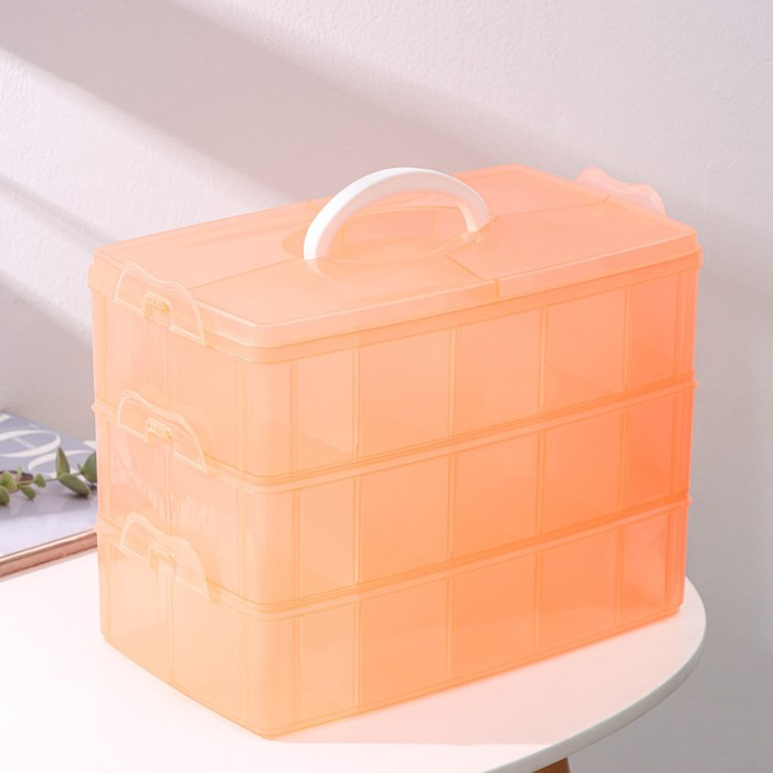 Органайзер для хранения пластиковый, 3 яруса, 30 ячеек, 32&times;18&times;24 см, цвет голубой