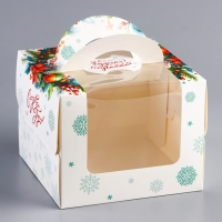 Новый год. Коробка под бенто-торт с окном "Загадай желание", 16 х 16 х 12,5 см Новый год. Коробка под бенто-торт с окном "Загадай желание", 16 х 16 х 12,5 см