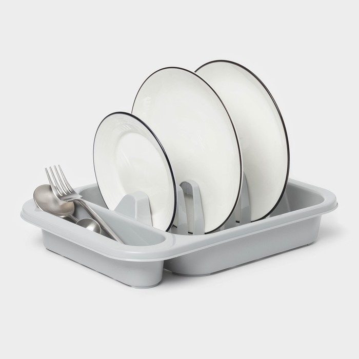 Сушилка для посуды, 33,5&times;24&times;5,5 см, цвет серый