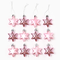 Ёлочные игрушки новогодние &laquo;Новый год: Звёздочки&raquo;, цвет розовый МИКС