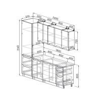 Кухонный гарнитур 2400 Хельга с пеналом, цельная столешнциа, МДФ Олива Софт
