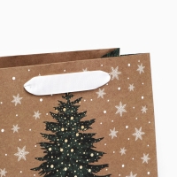 Пакет подарочный новогодний крафтовый квадратный &laquo;Новогодняя красавица&raquo;, 22 х 22 х 11 см, Новый год