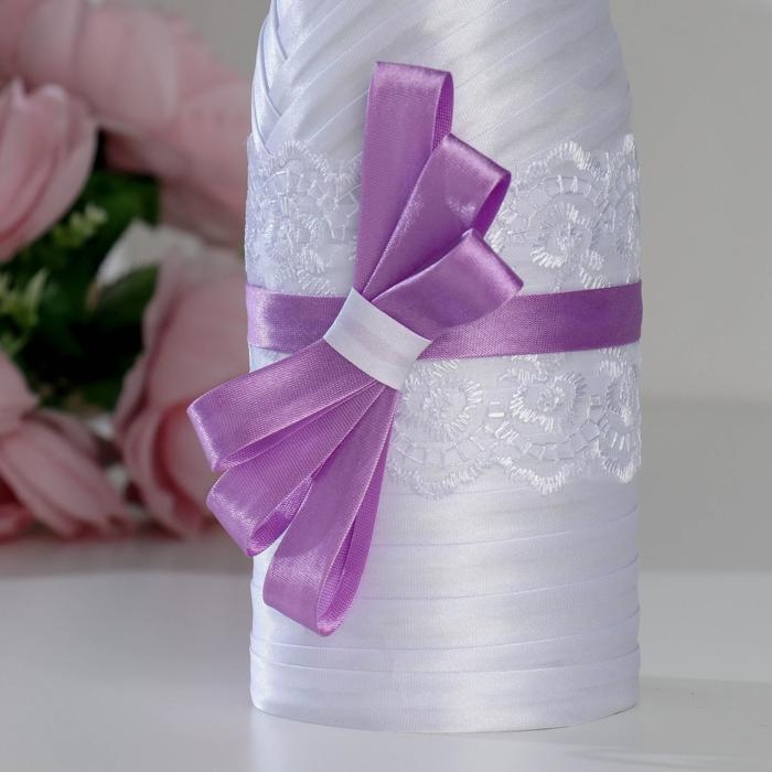 Украшение для шампанского Украшение для шампанского "Вместе навсегда", белое с сиреневым