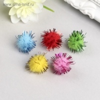 Помпоны для творчества, блестящие, 5 цветов, 15 мм, (набор 50 шт) Помпоны для творчества, блестящие, 5 цветов, 15 мм, (набор 50 шт)
