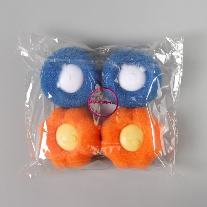 Шарики для стирки Доляна, набор 4 шт, d=8 см, цвет синий/оранжевый Шарики для стирки Доляна, набор 4 шт, d=8 см, цвет синий/оранжевый