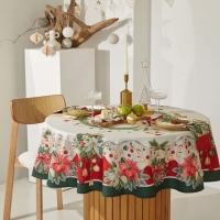 Скатерть Этель &laquo;Рождественский венок&raquo;, d=150 см, 100% хл, саржа 190 г/м2