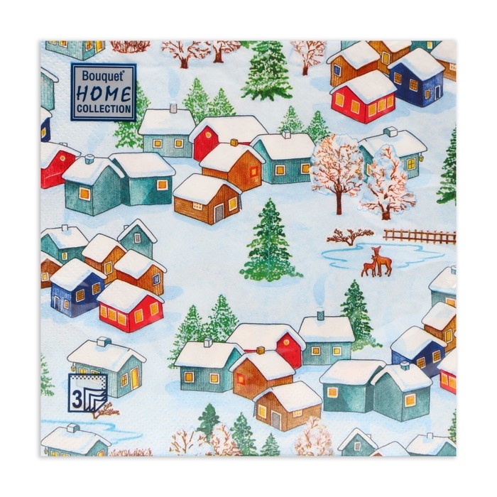 Новогодние салфетки бумажные Home Collection &laquo;Зимний пейзаж&raquo;, 3 слоя, 33х33 см, 20 шт
