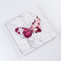Скетчбук на гребне &laquo;Бабочка&raquo;, 20х20см, 40 листов