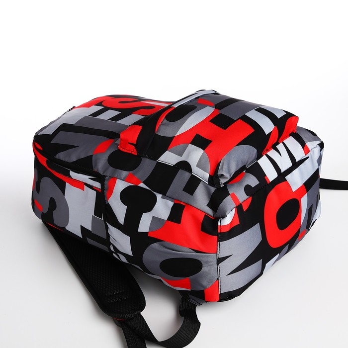 Рюкзак школьный из текстиля на молнии, 3 кармана, цвет красный Рюкзак школьный из текстиля на молнии, 3 кармана, цвет красный