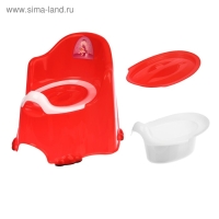Горшок детский антискользящий &laquo;Комфорт&raquo; с крышкой, съёмная чаша, цвет красный