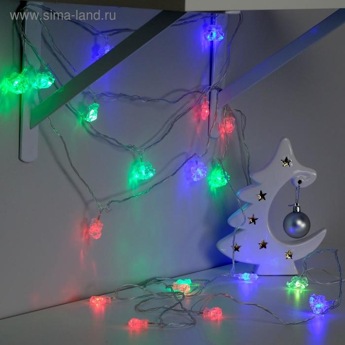 Гирлянда «Нить» 5 м с насадками «Два колокольчика», IP20, прозрачная нить, 20 LED, свечение мульти (RG/RB), мигание, 220 В Гирлянда «Нить» 5 м с насадками «Два колокольчика», IP20, прозрачная нить, 20 LED, свечение мульти (RG/RB), мигание, 220 В