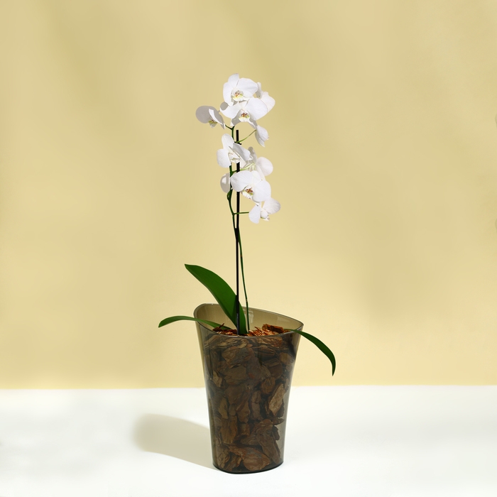 Горшок для орхидей, 1,3 л, 13,6 &times; 14,1 &times; 20 см, пластик, прозрачно-серый