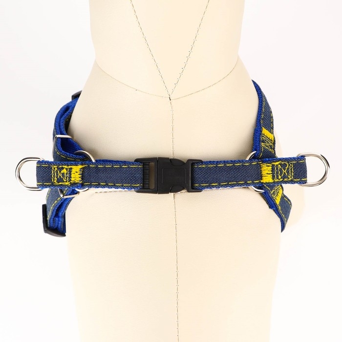 Шлейка Шлейка "Джинс", синий подклад, ширина 1,5 см, ОШ 35-50 см, ОГ 35-50 см