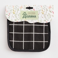 Кухонный набор (2 предмета) Доляна &laquo;Клетка&raquo;, цвет черный, прихватка 17х17 см - 2 шт, 100% п/э