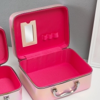 Шкатулка кожзам с зеркалом "Плетение" розовая н-р 3 шт 19,4х12,5х8 22х16х9 11,5х24,5х18,5 см Шкатулка кожзам с зеркалом "Плетение" розовая н-р 3 шт 19,4х12,5х8 22х16х9 11,5х24,5х18,5 см