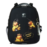 Рюкзак каркасный школьный 38 х 30 х 16 см, эргономичная спинка, Stavia "Капибара", чёрный