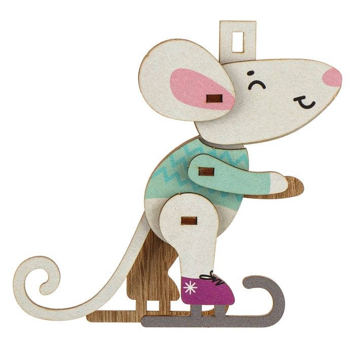 Ёлочная игрушка - подвеска деревянная сборная «Новый год! Мышонок» Ёлочная игрушка - подвеска деревянная сборная «Новый год! Мышонок»