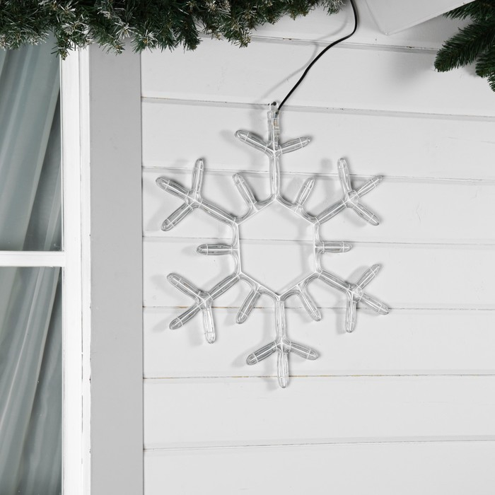 Светодиодная фигура &laquo;Снежинка&raquo;, 55 см, дюралайт, 120 LED, 220 В, мерцание, свечение белый/синий