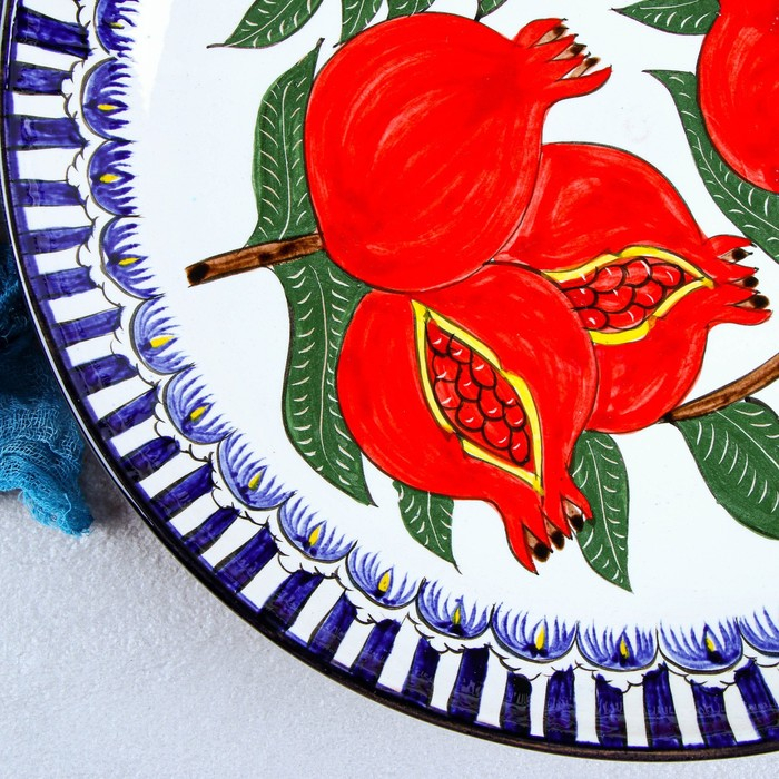 Ляган круглый «Гранат», 31 см, синяя кайма Ляган круглый «Гранат», 31 см, синяя кайма