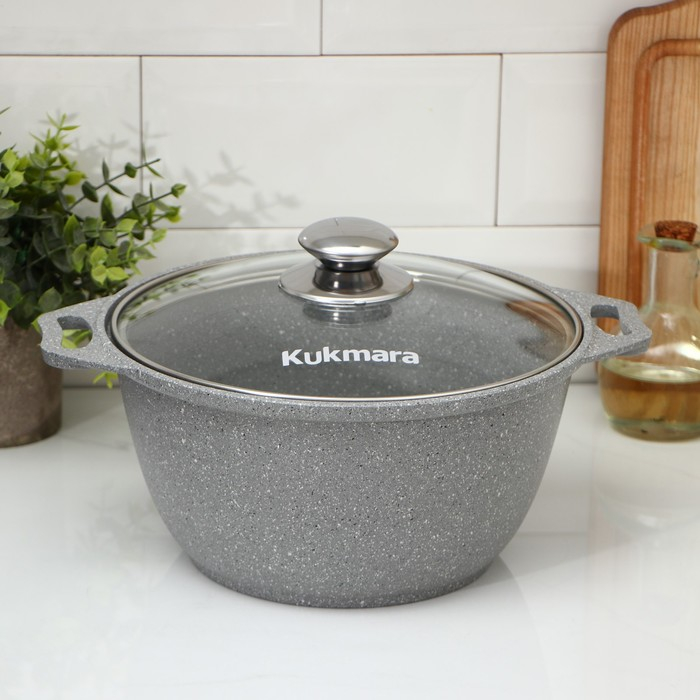 Кастрюля, 3 л, d=24 см, h=12,5 см, антипригарное покрытие, цвет светлый мрамор Кастрюля, 3 л, d=24 см, h=12,5 см, антипригарное покрытие, цвет светлый мрамор