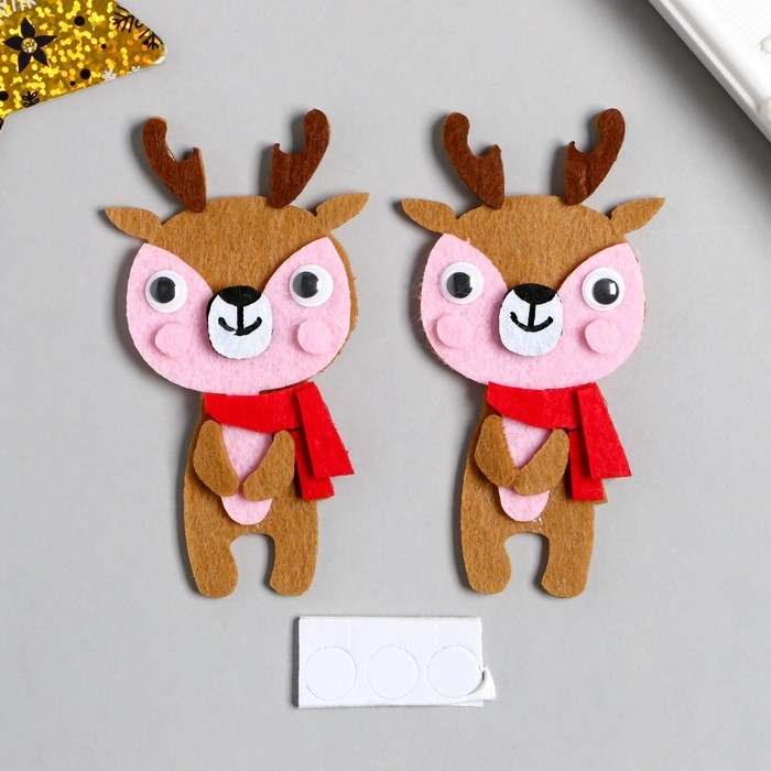 Декор для творчества войлок Декор для творчества войлок "Оленёнок в шарфике" 9,5х5,2 см