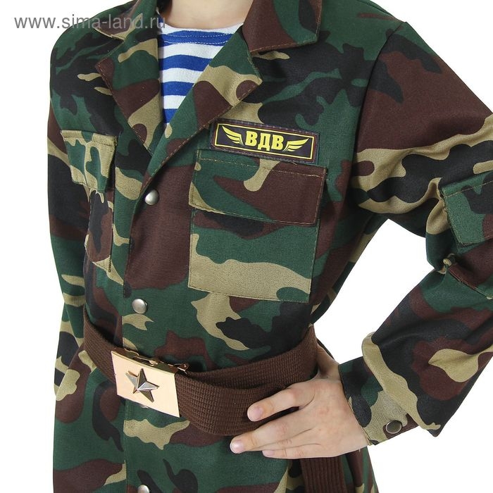 Карнавальный костюм &laquo;ВДВ&raquo;, китель с манишкой, брюки, берет, ремень, р. 40, рост 152 см