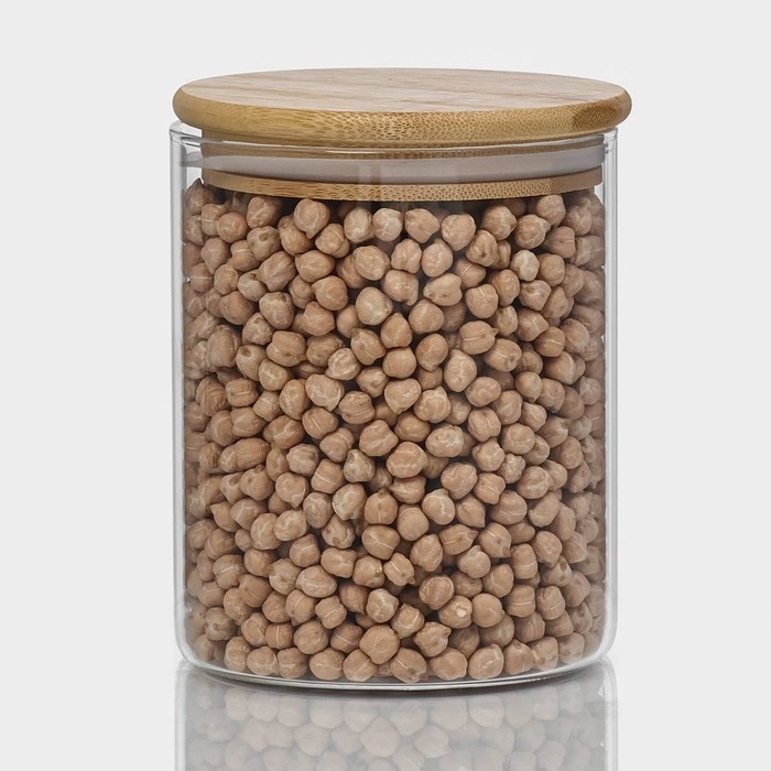 Банка стеклянная для хранения сыпучих продуктов «Эко», 700 мл, 10×12,5 см, с бамбуковой крышкой Банка стеклянная для хранения сыпучих продуктов «Эко», 700 мл, 10×12,5 см, с бамбуковой крышкой
