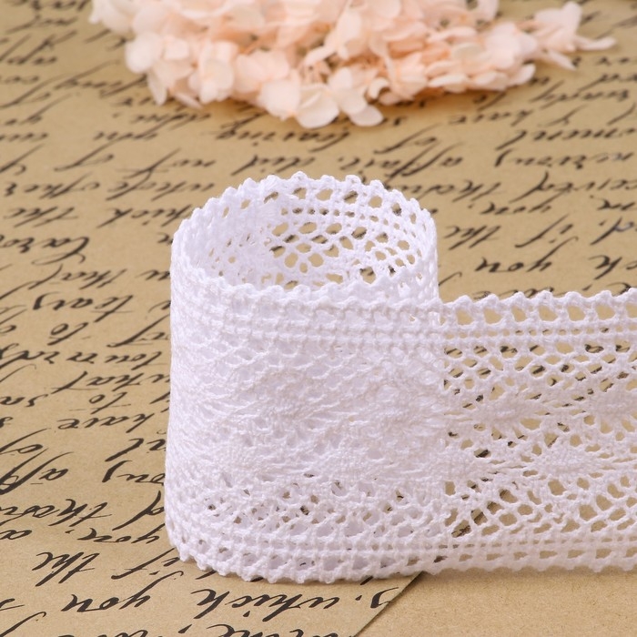 Кружево вязаное, 70 мм &times; 10 &plusmn; 1 м, цвет кипенно-белый