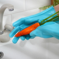 Перчатки хозяйственные Доляна, 28&times;14 см, силиконовые, цвет бирюзовый