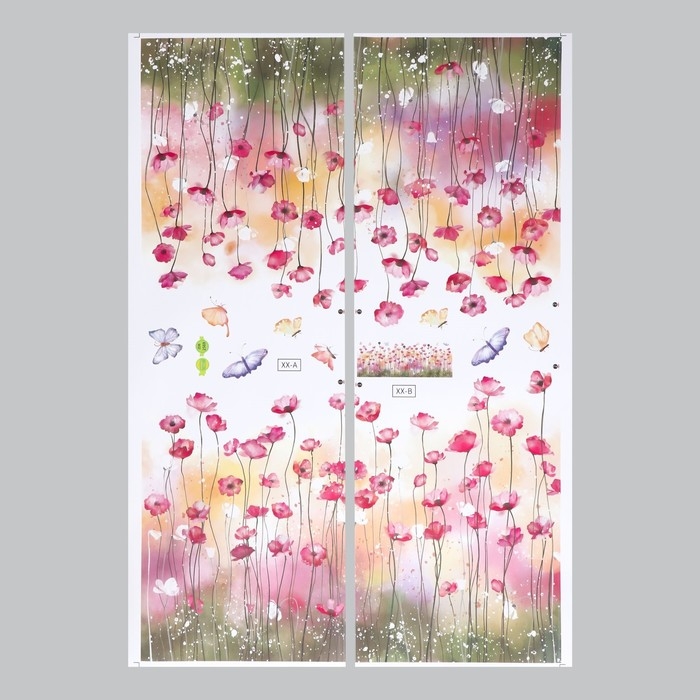 Наклейка пластик интерьерная цветная "Маковое поле" набор 2 листа 30х85 см