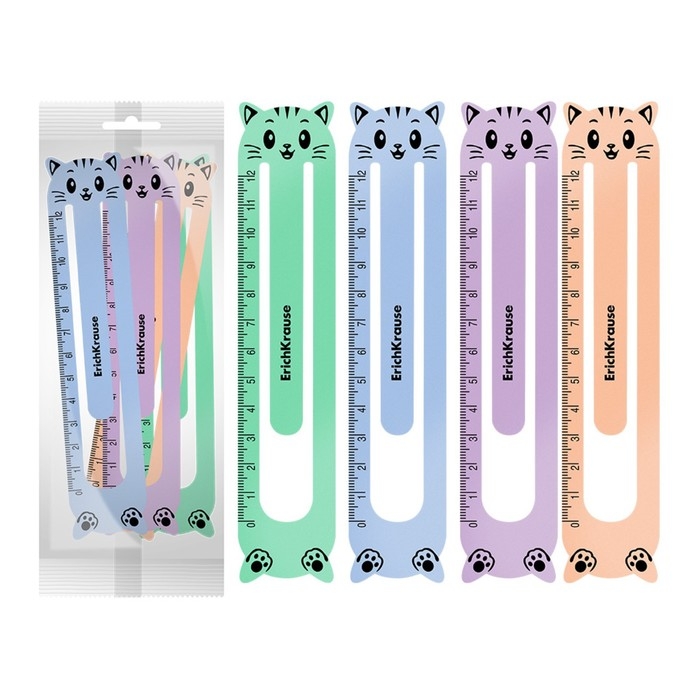 Набор из 4 пластиковых закладок ErichKrause Набор из 4 пластиковых закладок ErichKrause "Matt Pastel Bloom", фигурные, в пакете, МИКС