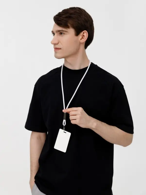 Шнурок для бейджа Tube Metal, белый