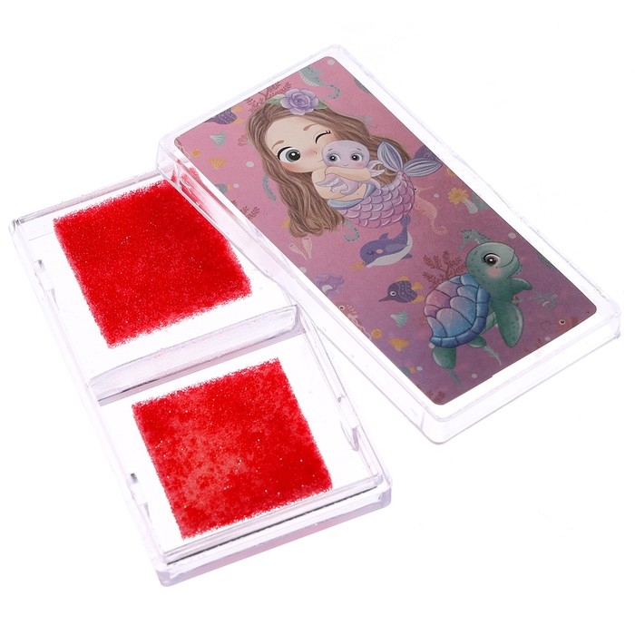 Печать цветная &laquo;Русалочка&raquo;, набор 3 шт., ролик-печать с 2 насадками, штемпельная подушка