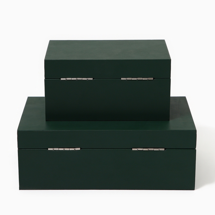 Шкатулка для украшений &laquo;Изумруд&raquo; экокожа, набор 2 шт.