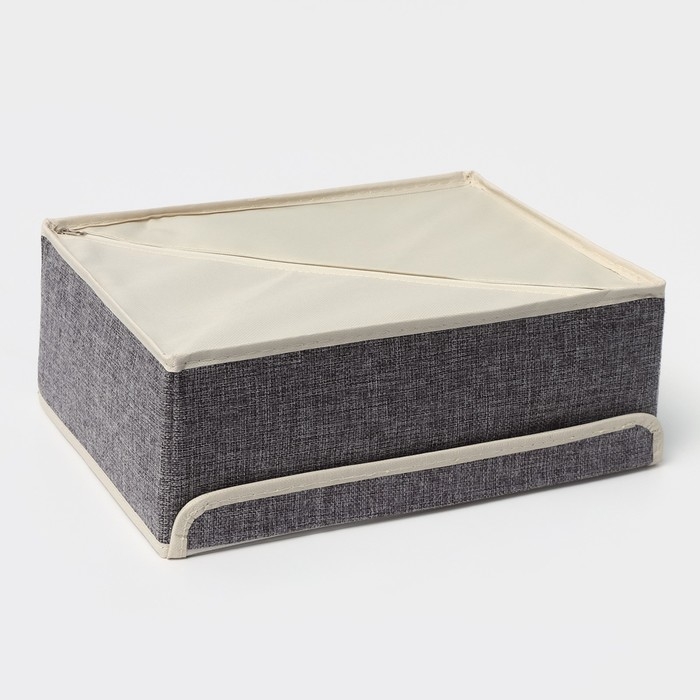 Органайзер для хранения белья Доляна &laquo;Тео&raquo;, 12 ячеек, с прозрачной крышкой, 32&times;23&times;12 см, цвет серый